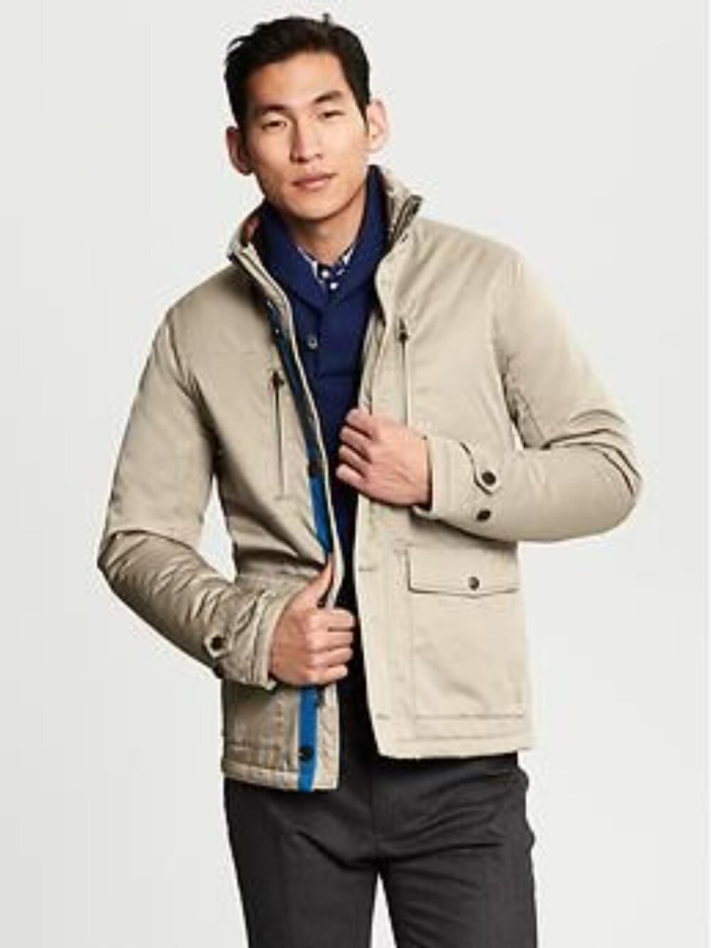 Banana Repulic Mens Mixed-Media Field Utility Coat Jacket Large
